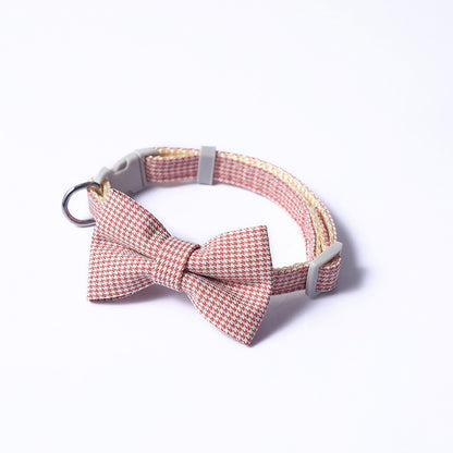 Houndstooth Design Bow Pet Collar