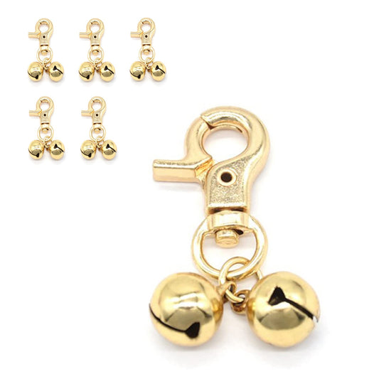 Crapyt Pet Collar Bell Decorative in Glossy Gold DIY 5 PCS Metal Small Bells Ornament Pets Collar/Key Chain/Christmas Tree/Accessories Eleporating Glossy Gold 1.97"×0.98"×0.47"(L×W×H)