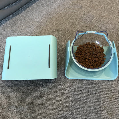 Adjustable Transparent Double Pet Bowl for Cats and Dogs