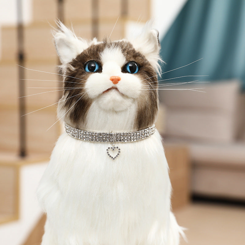 Three-Row Stretch Rhinestone Pet Collar for Cats & Dogs