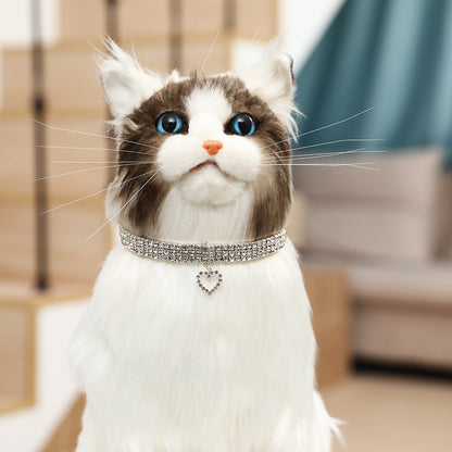 Three-Row Stretch Rhinestone Pet Collar for Cats & Dogs