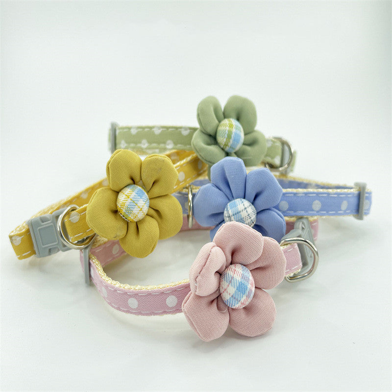 Cute Cartoon Flower Polka Dot Pet Collar