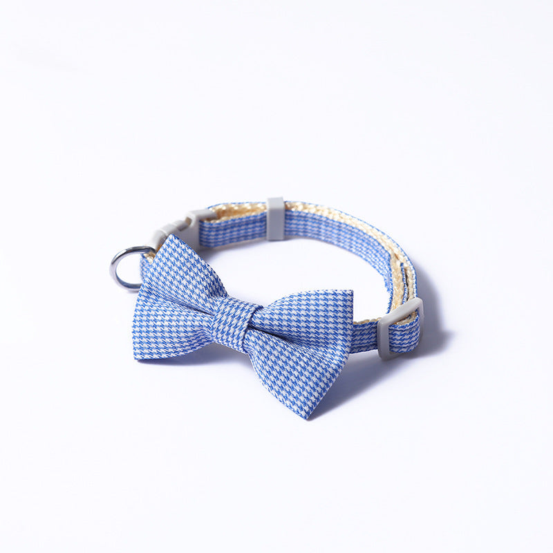 Houndstooth Design Bow Pet Collar