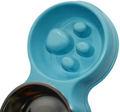 2 in 1 Slow Feed Dog Bowl – Blue