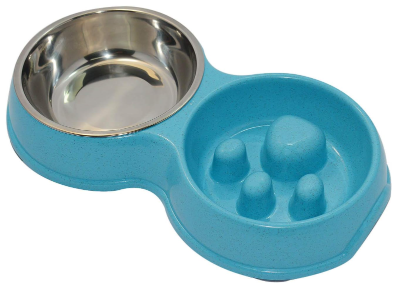 2 in 1 Slow Feed Dog Bowl – Blue