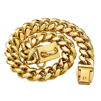 14mm Stainless Steel Pet Dog Collar with Cuban Chain