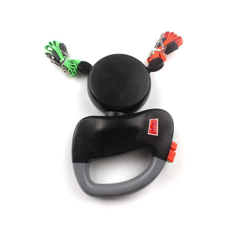 Double-headed Retractable Pet Leash for Two Dogs