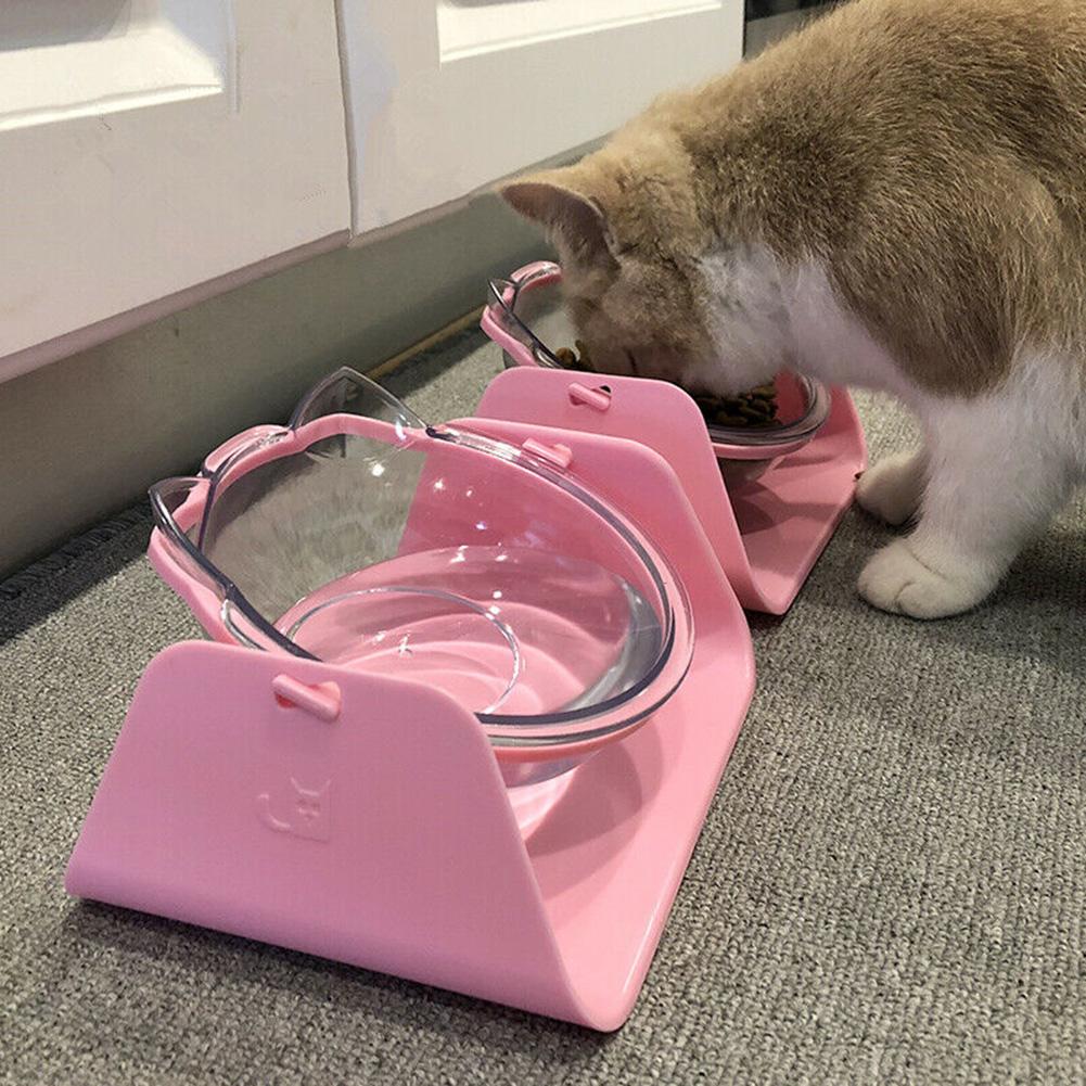 Adjustable Transparent Double Pet Bowl for Cats and Dogs