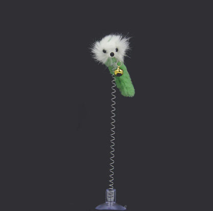 Colorful Suction Cup Spring Plush Cat Toy